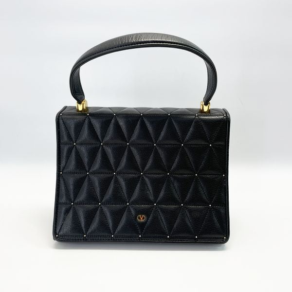 Valentino Garavani Rare Studded Triangle Stitch Logo Vintage Handbag Leather Women's [Used AB] 20230322