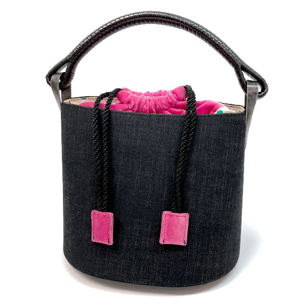 KENZO Drawstring String Dot Vintage Handbag Denim/Leather/Velour Women's [Used B] 20230324