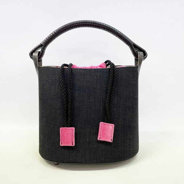 KENZO Drawstring String Dot Vintage Handbag Denim/Leather/Velour Women's [Used B] 20230324