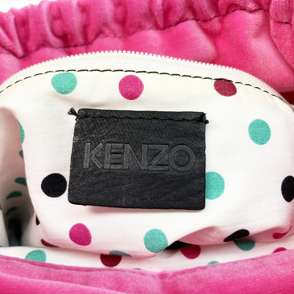 KENZO（ケンゾー） 巾着 紐 ドット ヴィンテージ ハンドバッグ デニム/レザー/ベロア  レディース 【中古B】 20230324