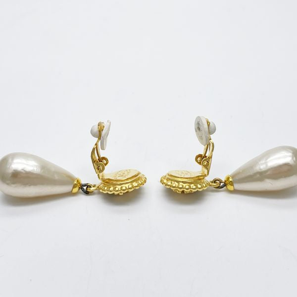 CHANEL Clover Swing 2 5 Vintage Earrings GP/Fake Pearl Women's [Used AB] 20230330