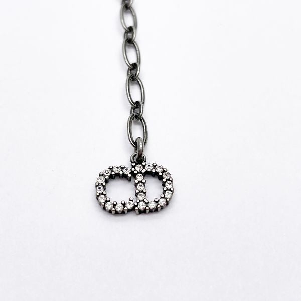 Christian Dior 徽标水钻颈链 金属/布料 女式 [二手 B] 20230328