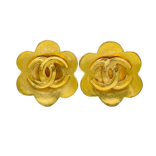 Chanel Earrings Gold GP 95 P CHANEL Clover Motif Coco Mark Four Leaf  Women's