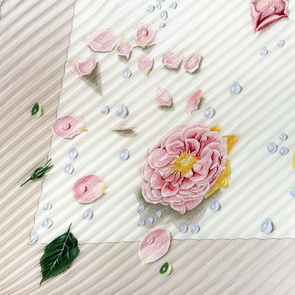 バンダナ/スカーフエルメススカーフ♡カレ90プリーツ　薔薇の雫♡素敵美しい！新品未使用
