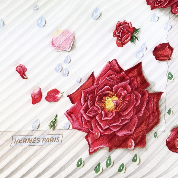 HERMES（エルメス） プリーツカレ カレプリセ LA ROSEE 薔薇の雫 スカーフ シルク レディース 【中古B】 20230405