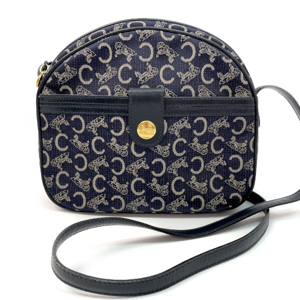 CELINE C Saluki Jacquard Old Vintage Shoulder Bag Canvas/Leather Women's [Used AB] 20230405