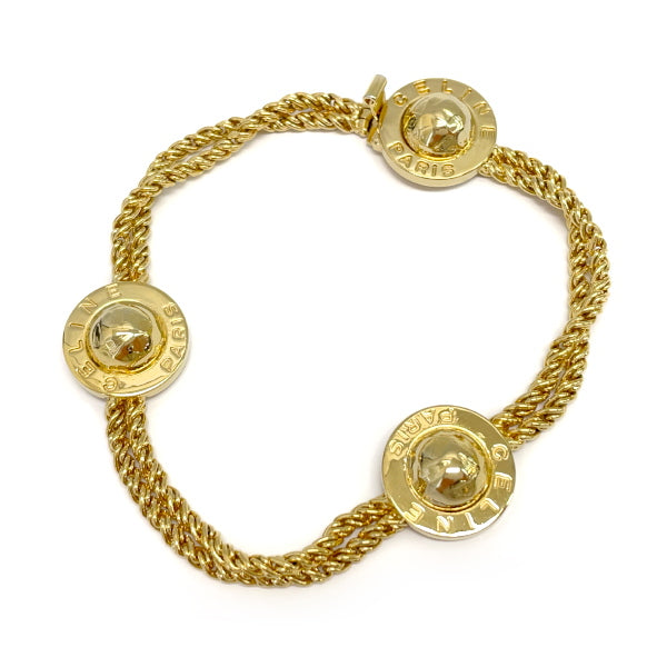 CELINE Circle Logo Star Ball Round Twist Chain Vintage Bracelet GP Women's [Used AB] 20230323