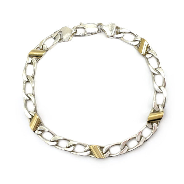 TIFFANY&amp;Co. Vintage Figaro Chain Link Bracelet Silver 925/K18 Yellow Gold Unisex [Used B] 20230407