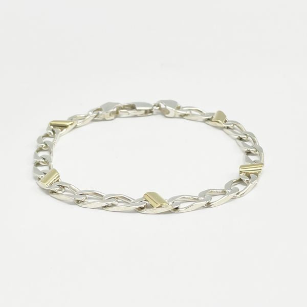 TIFFANY&amp;Co. Vintage Figaro Chain Link Bracelet Silver 925/K18 Yellow Gold Unisex [Used B] 20230407