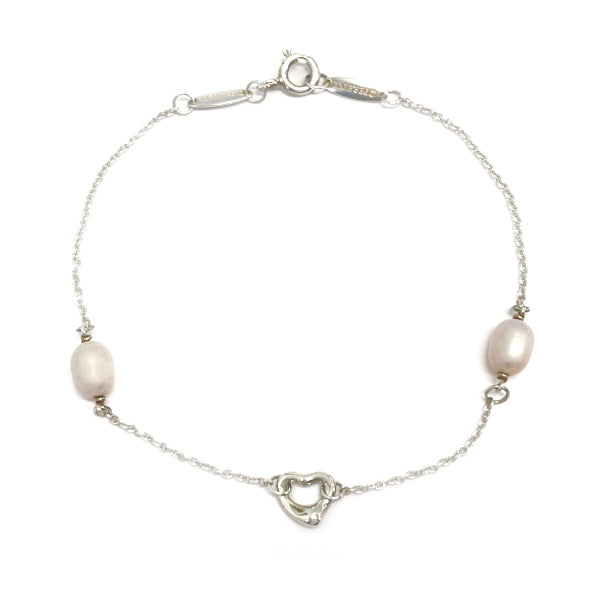 TIFFANY&amp;Co. Open Heart 2P Pearl Bracelet Silver 925 Women's [Used B] 20231201
