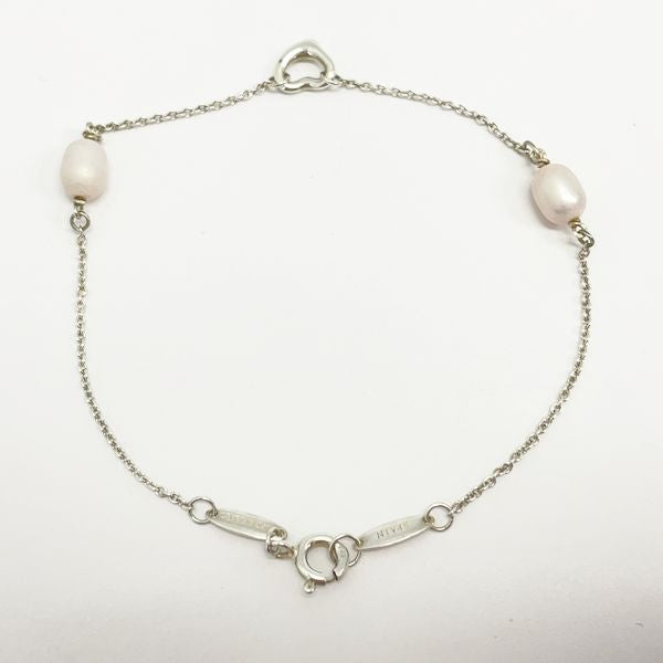TIFFANY&amp;Co. Open Heart 2P Pearl Bracelet Silver 925 Women's [Used B] 20231201