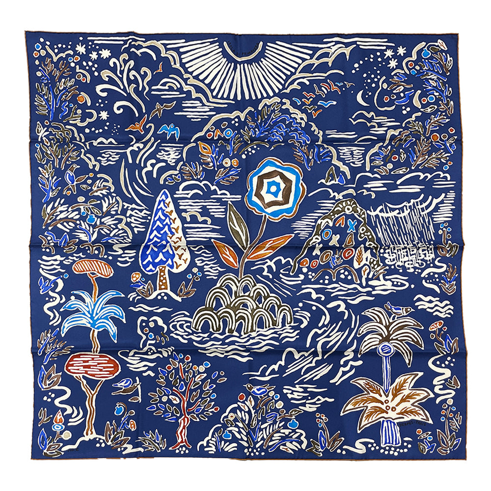 HERMES CARRE 90 ISOLA PRIMAVERA Spring Island 2022 Spring/Summer Scarf Silk Women's [Used A] 20230828
