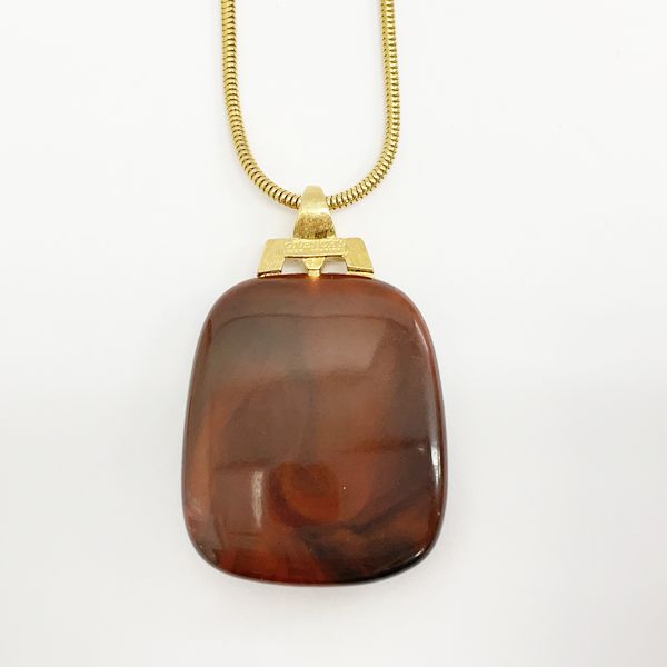 GIVENCHY Vintage Rare Wood Motif GP Plastic Women's Necklace Gold [Used A/Good Condition] 20404011