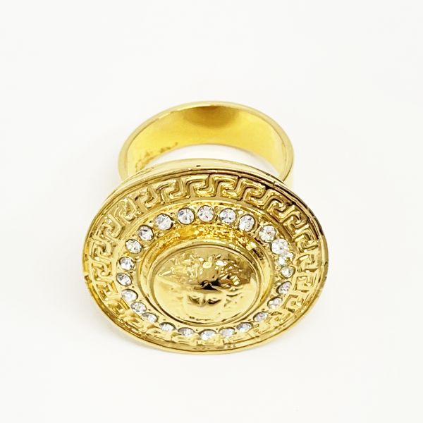 Gianni Versace Vintage Medusa GP Rhinestone Women's Ring No. 11 Gold [Used AB/Slightly Used] 20404018