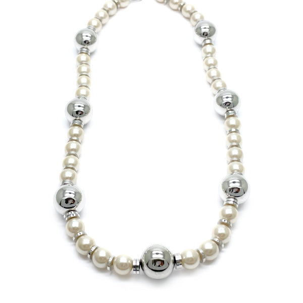 YVES SAINT LAURENT Yves Saint Laurent Vintage Ball Metal Fake Pearl Women's Necklace [Used AB/Slightly Used] 20404070