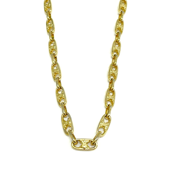 CELINE Vintage Macadam Blason Triomphe Chain GP Women's Necklace Gold [Used B/Standard] 20404235