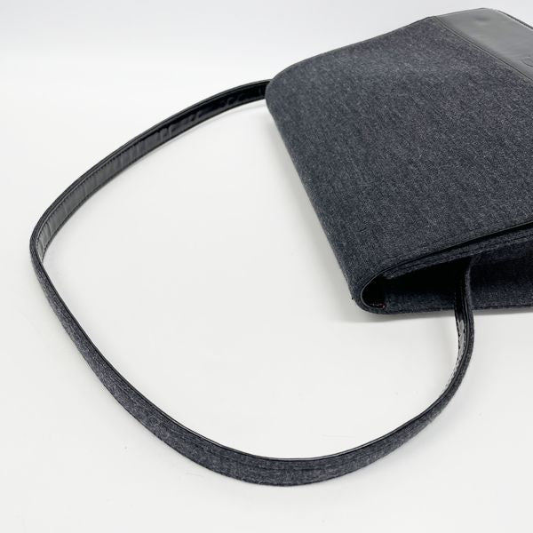 CHANEL Vintage Coco Mark Trapezoid Combination Jersey One Shoulder Bicolor Women's Shoulder Bag Gray x Black [Used B/Standard] 20404679