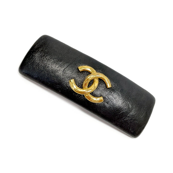 CHANEL Vintage Coco Mark Hair Clip Hair Accessory Women's Barrette Black x Gold [Used AB/Slightly Used] 20404680