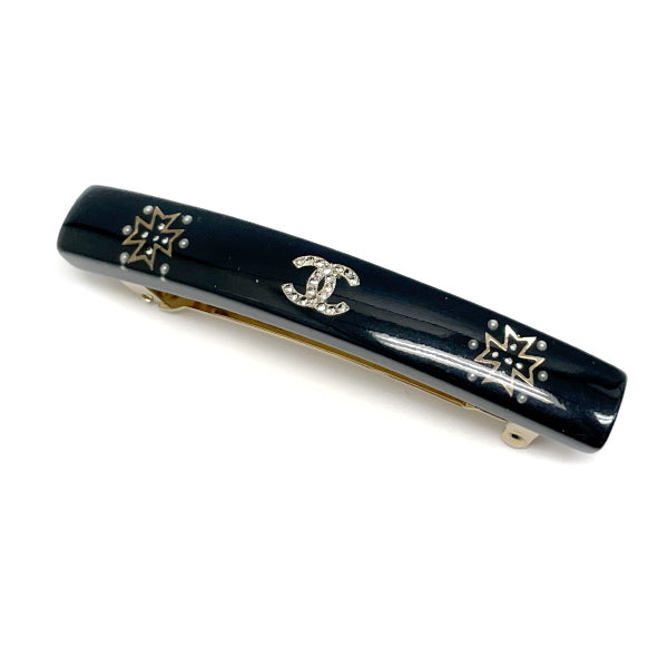 Used AB/Slightly used] CHANEL Cocomark Rhinestone 09A Hair Clip Hairpin  Women's Barrette Black 20404685
