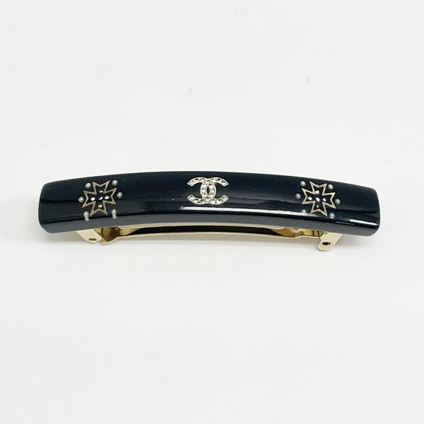 CHANEL Cocomark Rhinestone 09A Hair Clip Hairpin Women's Barrette Black [Used AB/Slightly Used] 20404685