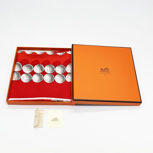 HERMES CARRE 70 VINTAGE balls de golf golf ball scarf silk ladies 20230513