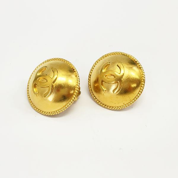 Chanel Earrings Women 95P Coco Mark Gold GP Pearl Vintage Authentic Rare