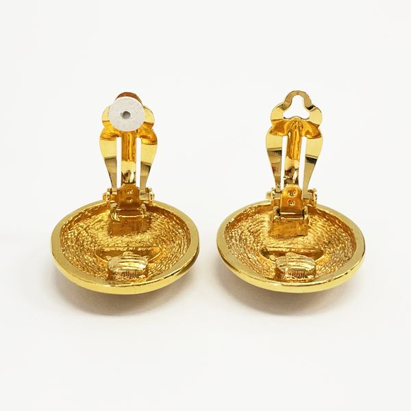 CHANEL Vintage Cocomark Matelasse Round GP Women's Earrings Gold [Used B/Standard] 20405246