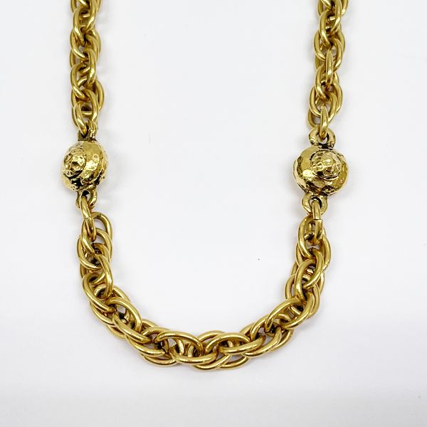 CHANEL Vintage Coco Mark Ball Long Chain GP Women's Necklace Gold [Used B/Standard] 20405248
