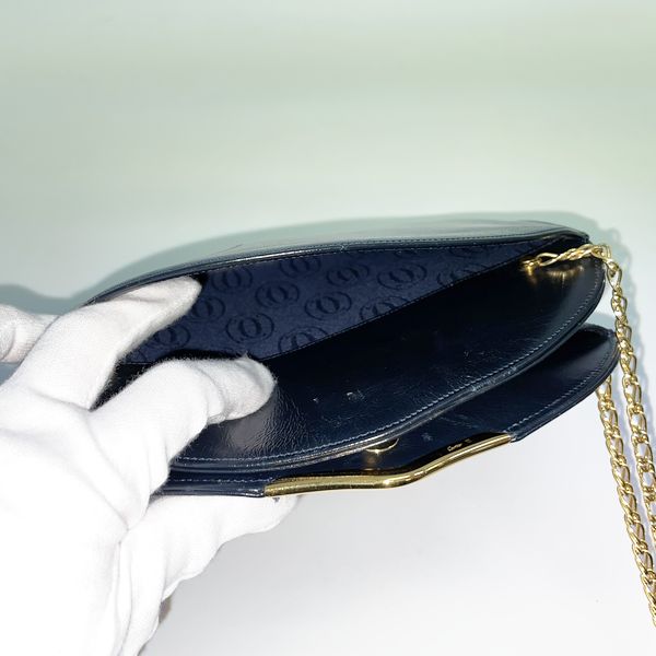 CARTIER Vintage Sapphire Line Chain Women's Shoulder Bag Navy [Used AB/Slightly Used] 20405272