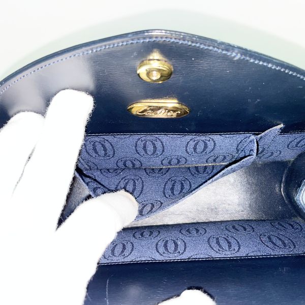 CARTIER Vintage Sapphire Line Chain Women's Shoulder Bag Navy [Used AB/Slightly Used] 20405272