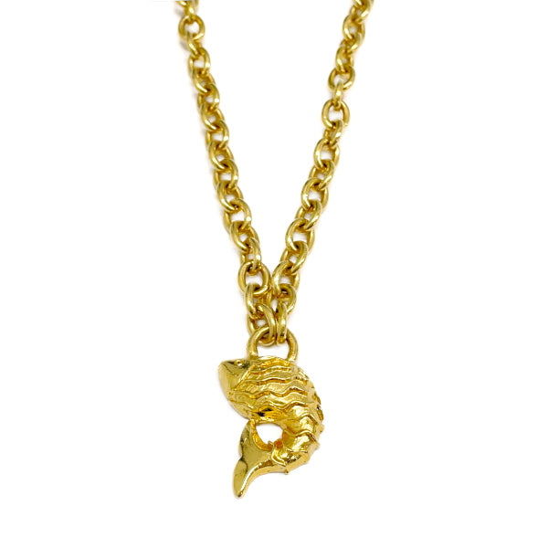 CELINE Vintage Fish Circle Logo Chain GP Women's Necklace Gold [Used B/Standard] 20405303