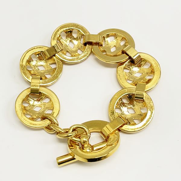 CELINE Vintage Circle Logo Chain GP Women's Bracelet Gold [Used B/Standard] 20405304