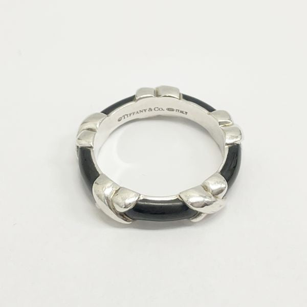 TIFFANY&amp;Co. Tiffany Signature Enamel Black Silver 925 Enamel Men's Ring No. 13 [Used B/Standard] 20405332