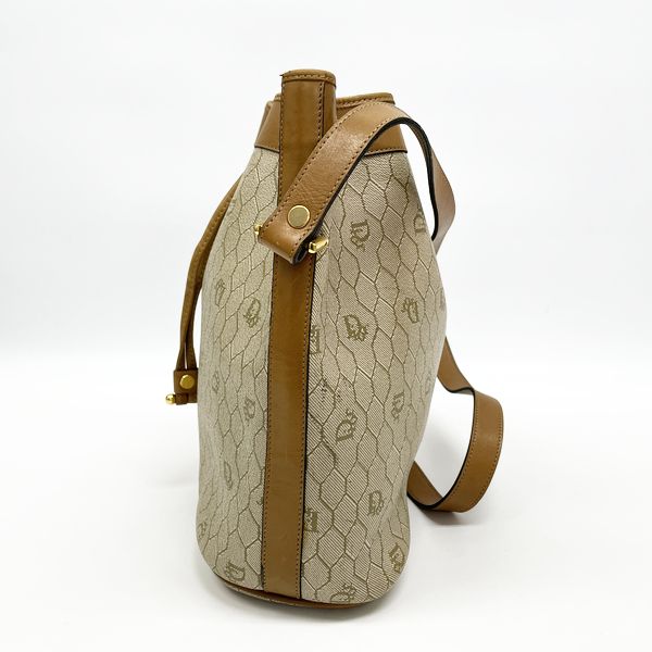 Christian Dior Vintage Honeycomb Drawstring Pouch Women's Shoulder Bag Beige [Used B/Standard] 20406326
