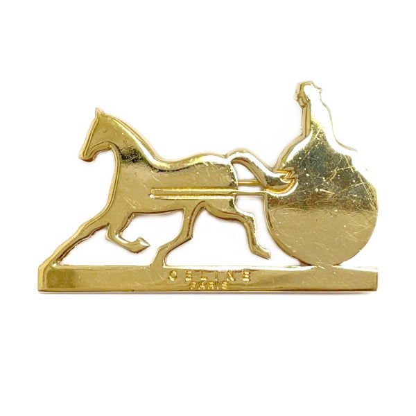 CELINE Vintage Carriage Metal Logo GP Women's Brooch Gold [Used B/Standard] 20406332