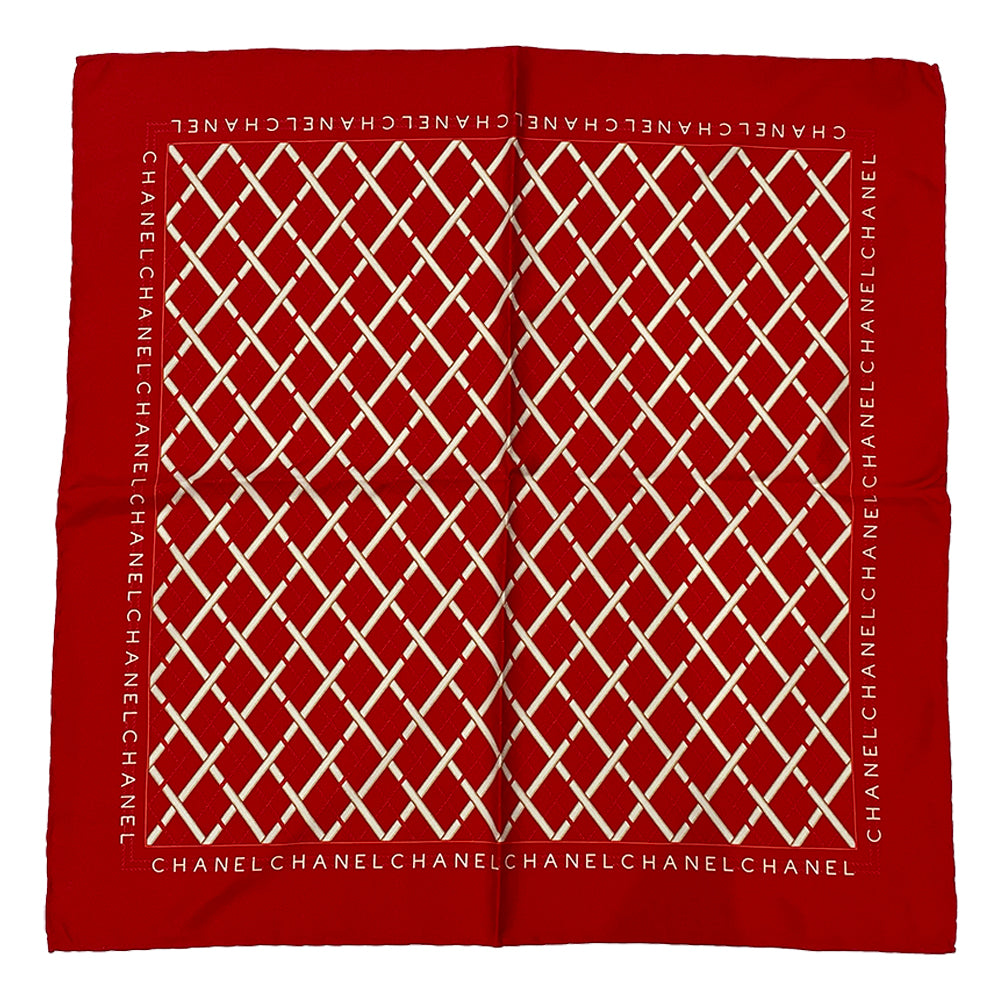 CHANEL Logo Handkerchief Bandana Vintage Scarf Silk Women's 20230831