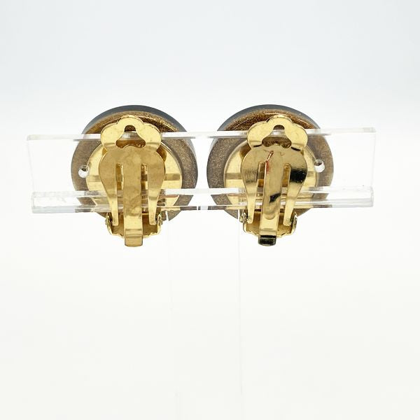 CHANEL Clover Coco Mark Round 01C Vintage Earrings Plastic/GP Women's 20230525