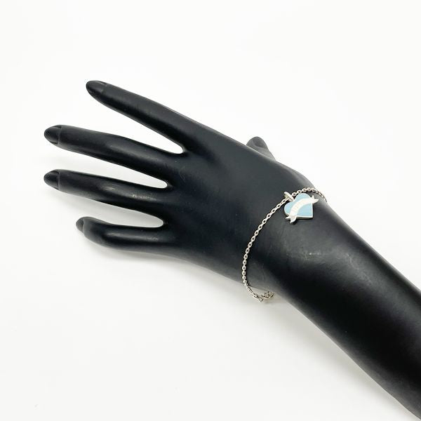 Christian Dior Heart Motif Blue Silver 925 Women's Bracelet [Used B/Standard] 20407597
