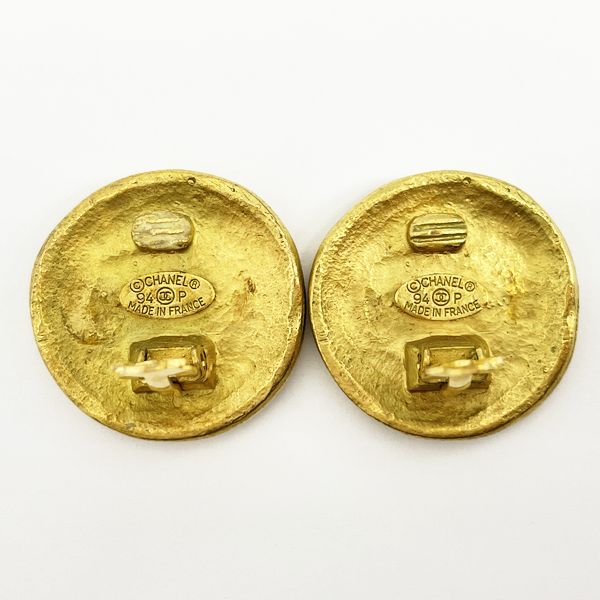CHANEL Coco Mark Round 94P Vintage Earrings GP Women's 20230522