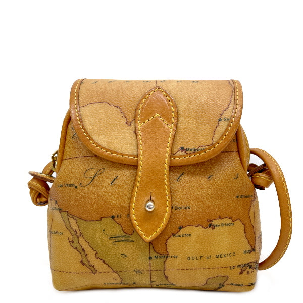 PRIMA CLASSE Vintage Map Pattern Mini Women's Shoulder Bag Brown [Used B/Standard] 20408006