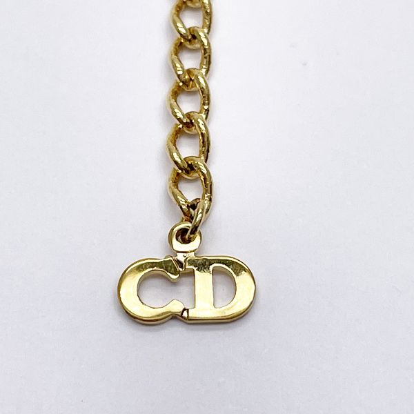 Christian Dior CD Logo Vintage Necklace GP/Rhinestone Women's 20230612