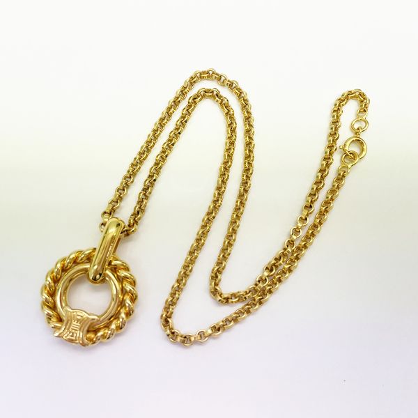 CELINE Macadam Triomphe Twisted Circle Vintage Necklace GP Women's 20230519