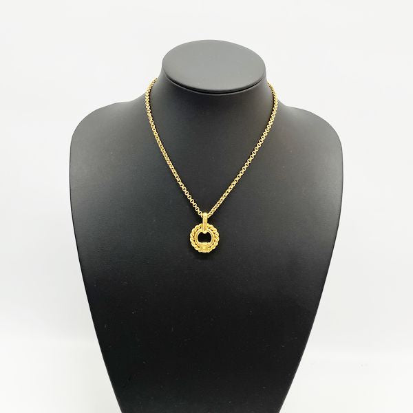 CELINE Macadam Triomphe Twisted Circle Vintage Necklace GP Women's 20230519