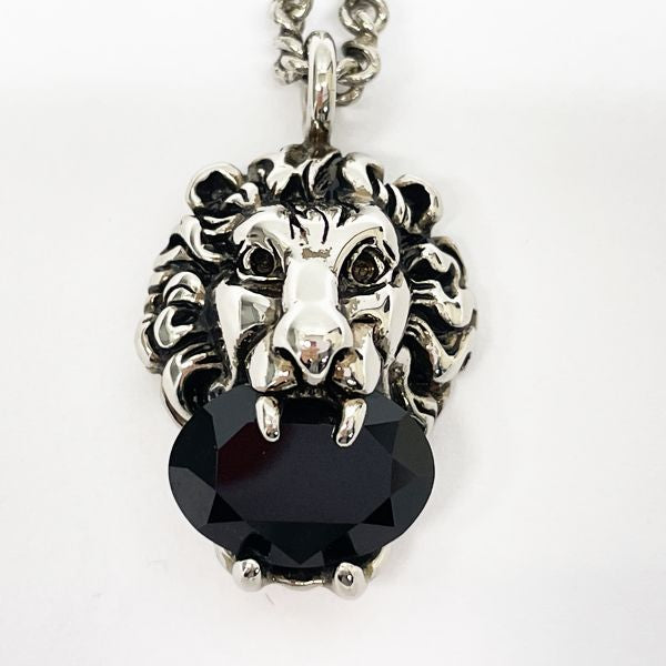 GUCCI Gucci Lion Head Onyx Metal Unisex Necklace [Used B/Standard] 20408620