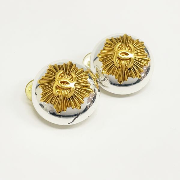 CHANEL Coco Mark Round 96A Vintage Earrings GP/Metal Women's 20230522