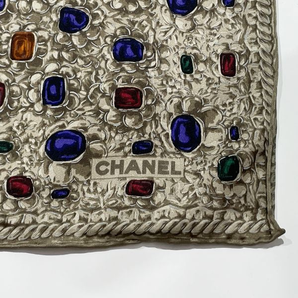 CHANEL Bijou Jewelry Large All Over Pattern Vintage Scarf Silk Women's 20230908