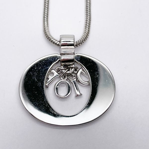 Christian Dior Logo Oval Vintage Necklace Metal Women's 20230707