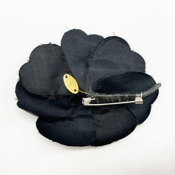CHANEL Vintage Camellia Corsage Silk Women's Brooch Black [Used B/Standard] 20409244