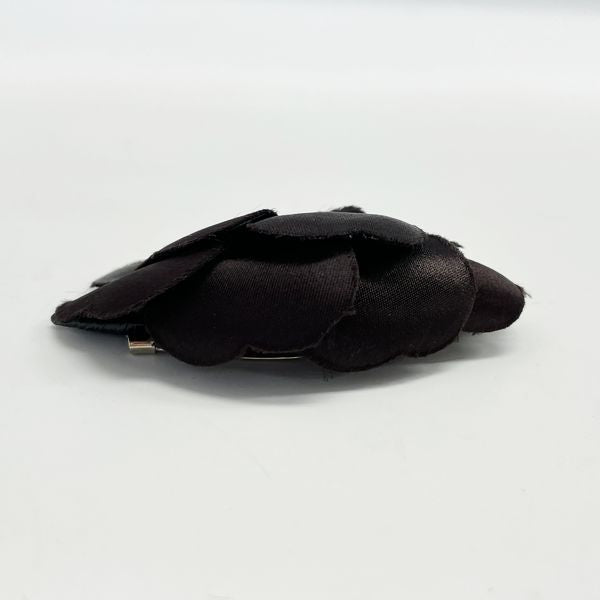 CHANEL Vintage Camellia Corsage Silk Women's Brooch Black [Used B/Standard] 20409244