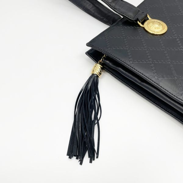 Gianni Versace 复古旭日纹希腊回纹女式手提包黑色（二手 B/标准）20409285